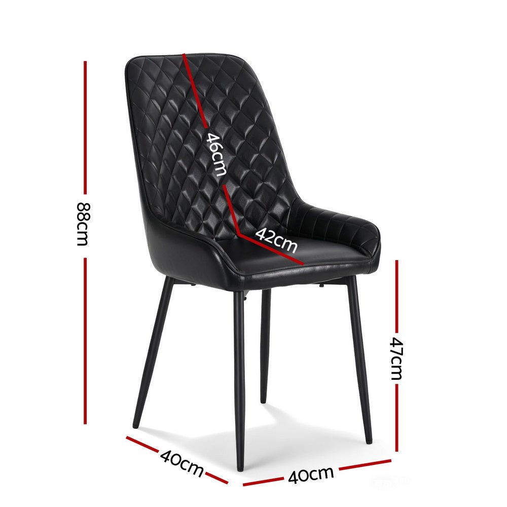 2x Dining Chairs Retro PU Leather Kitchen Lounge Cafe Accent Chair Black - Furniture > Dining > Kitchen & Dining Chairs - Rivercity House & Home Co. (ABN 18 642 972 209) - Affordable Modern Furniture Australia