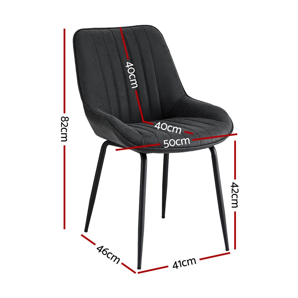 2x Dining Chairs Retro PU Leather Kitchen Lounge Cafe Accent Chair Black - Furniture > Dining > Kitchen & Dining Chairs - Rivercity House & Home Co. (ABN 18 642 972 209) - Affordable Modern Furniture Australia