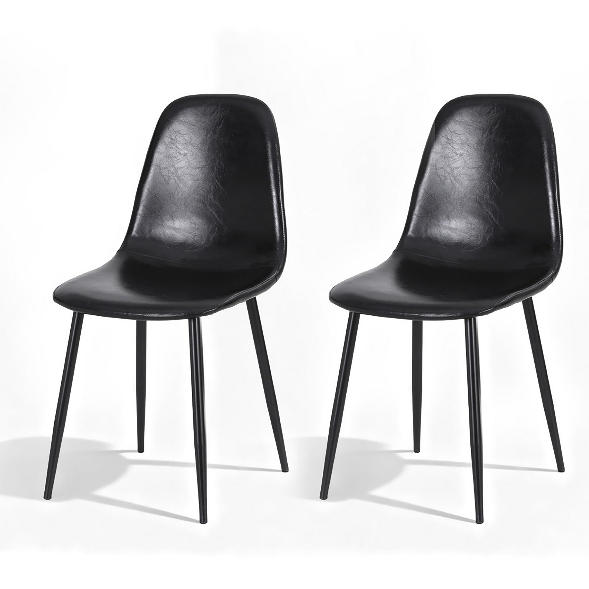 2x Dining Chairs Retro PU Leather Kitchen Lounge Cafe Accent Chair Black - Furniture > Dining > Kitchen & Dining Chairs - Rivercity House & Home Co. (ABN 18 642 972 209) - Affordable Modern Furniture Australia