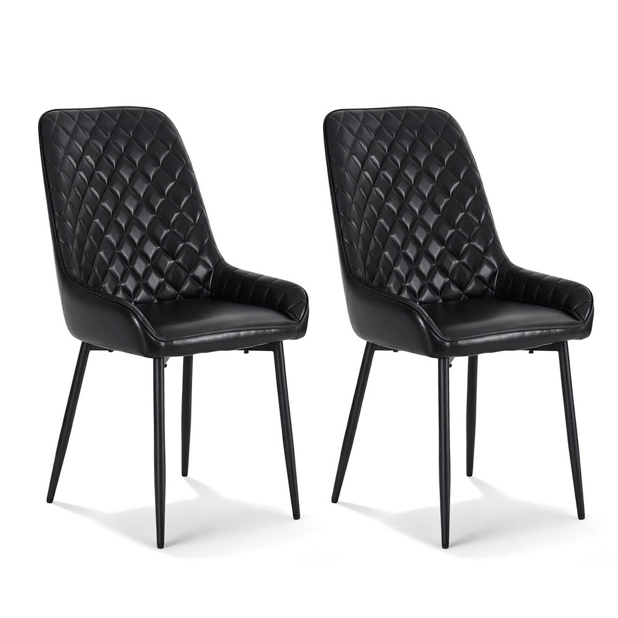 2x Dining Chairs Retro PU Leather Kitchen Lounge Cafe Accent Chair Black - Furniture > Dining > Kitchen & Dining Chairs - Rivercity House & Home Co. (ABN 18 642 972 209) - Affordable Modern Furniture Australia