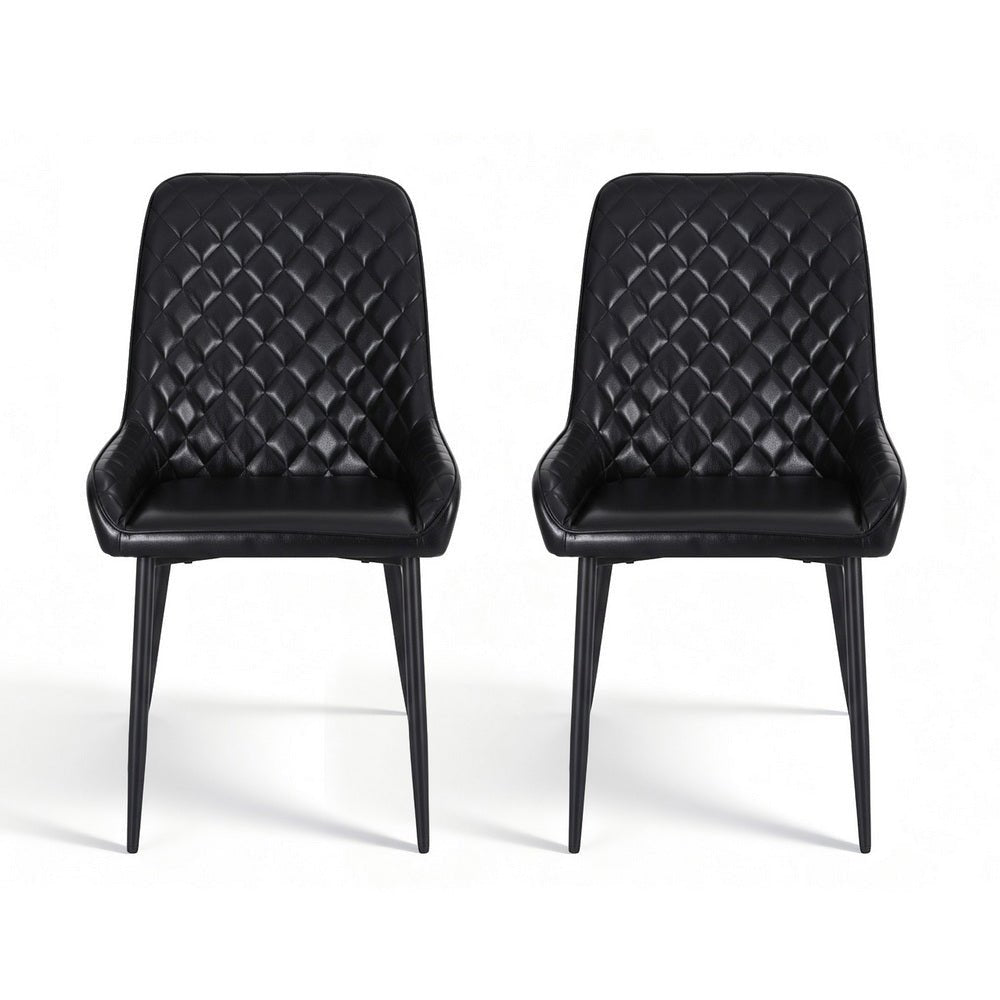 2x Dining Chairs Retro PU Leather Kitchen Lounge Cafe Accent Chair Black - Furniture > Dining > Kitchen & Dining Chairs - Rivercity House & Home Co. (ABN 18 642 972 209) - Affordable Modern Furniture Australia