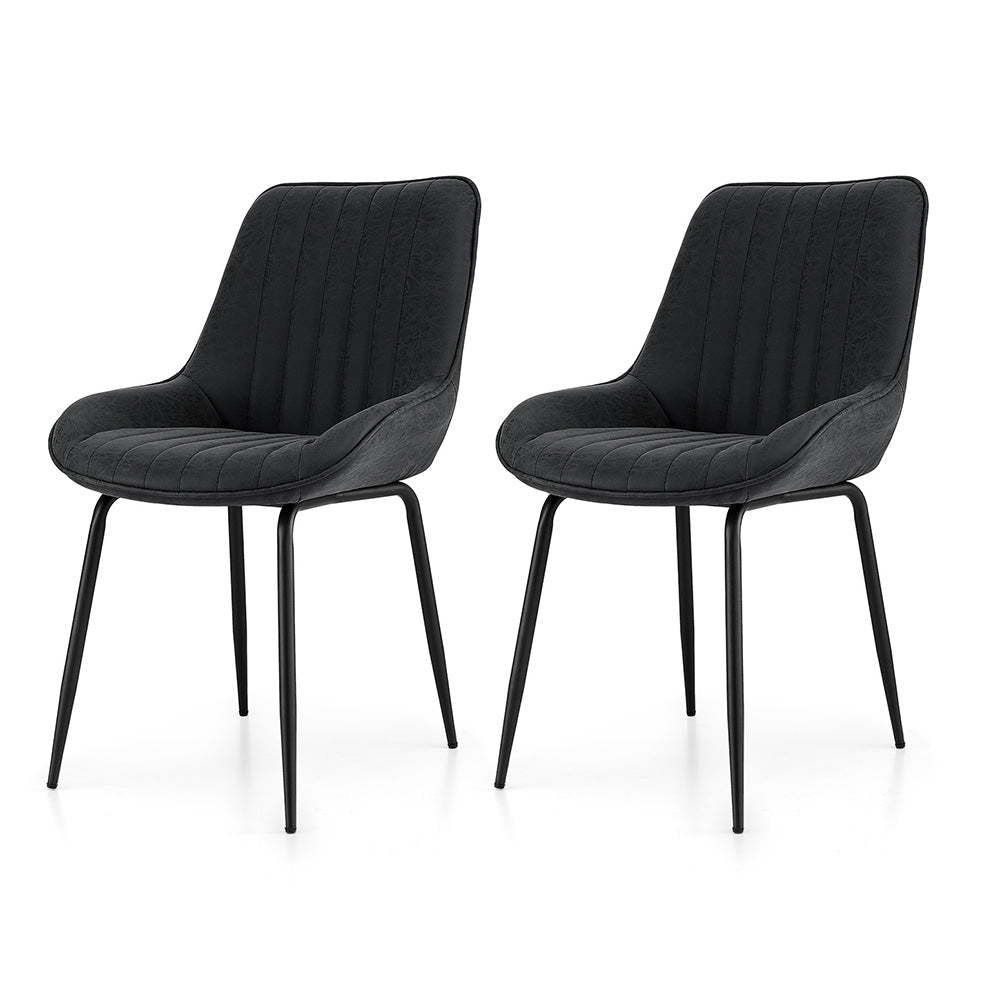 2x Dining Chairs Retro PU Leather Kitchen Lounge Cafe Accent Chair Black - Furniture > Dining > Kitchen & Dining Chairs - Rivercity House & Home Co. (ABN 18 642 972 209) - Affordable Modern Furniture Australia