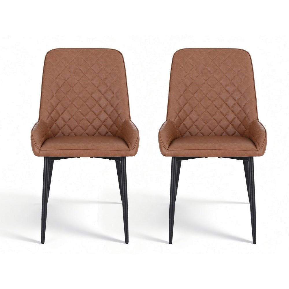 2x Dining Chairs Retro PU Leather Kitchen Lounge Cafe Accent Chair Brown - Furniture > Dining > Kitchen & Dining Chairs - Rivercity House & Home Co. (ABN 18 642 972 209) - Affordable Modern Furniture Australia