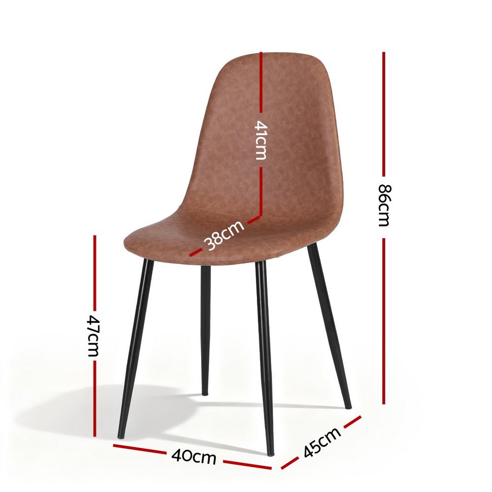 2x Dining Chairs Retro PU Leather Kitchen Lounge Cafe Accent Chair Brown - Furniture > Dining > Kitchen & Dining Chairs - Rivercity House & Home Co. (ABN 18 642 972 209) - Affordable Modern Furniture Australia