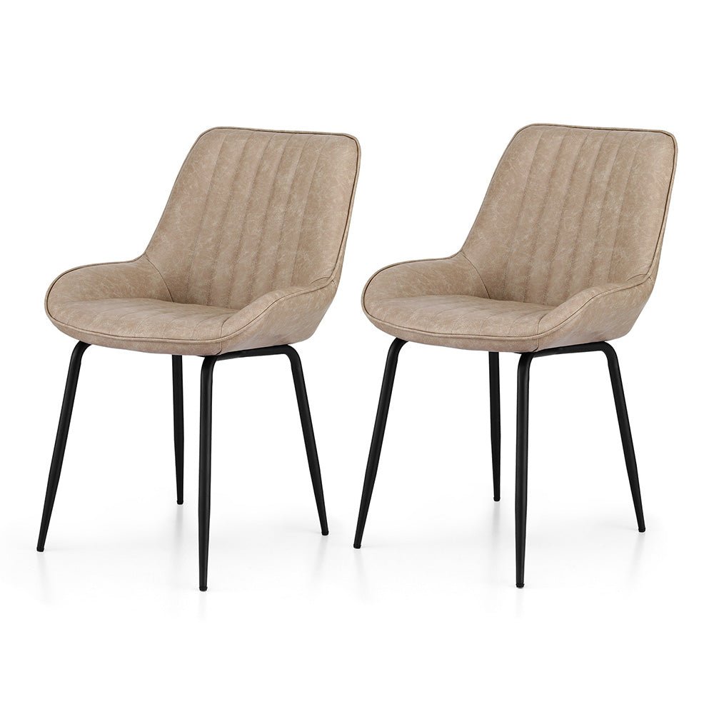 2x Dining Chairs Retro PU Leather Kitchen Lounge Cafe Accent Chair Khaki - Furniture > Dining > Kitchen & Dining Chairs - Rivercity House & Home Co. (ABN 18 642 972 209) - Affordable Modern Furniture Australia