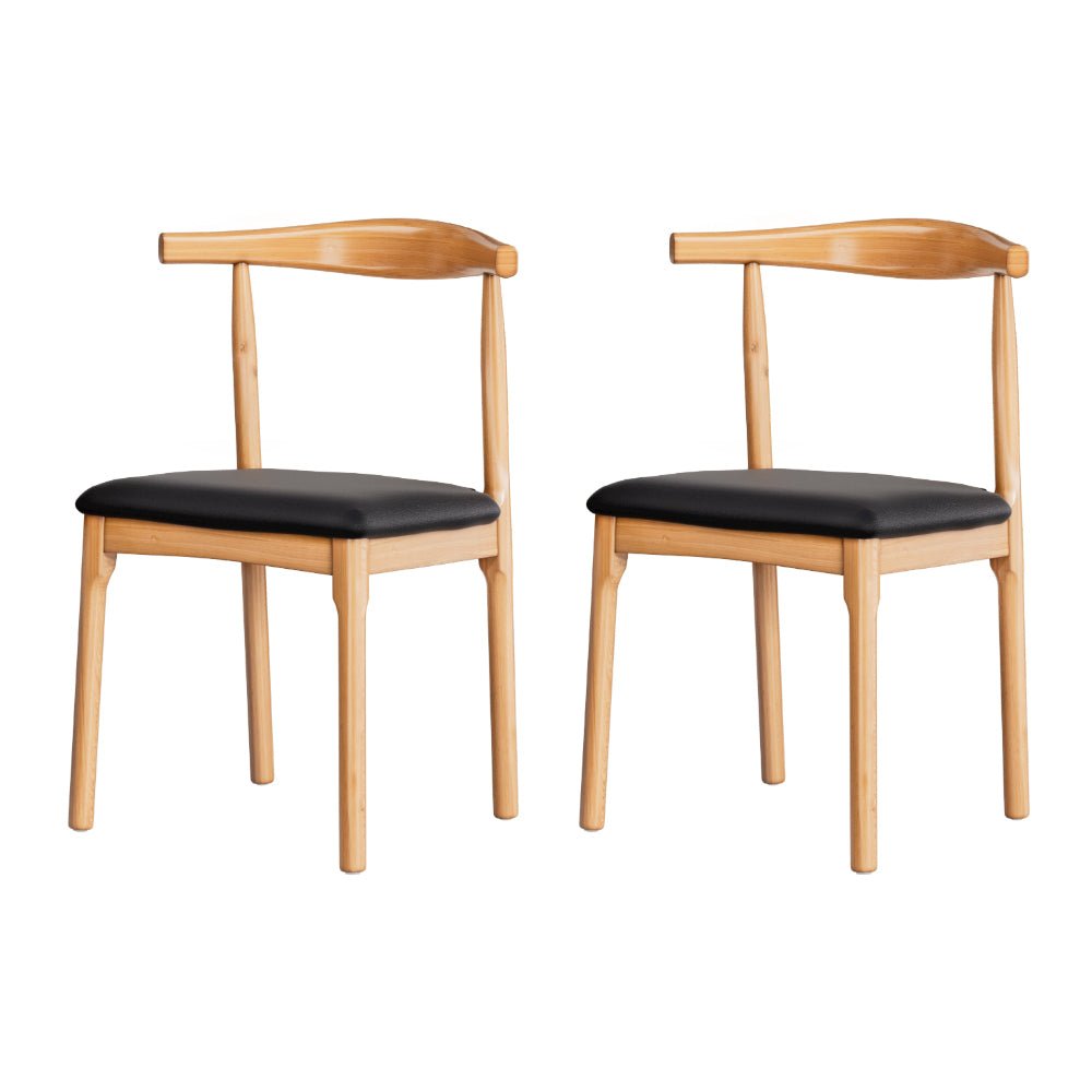 2x Dining Chairs Rubber Wood Leather Seat Black - Furniture > Dining > Kitchen & Dining Chairs - Rivercity House & Home Co. (ABN 18 642 972 209) - Affordable Modern Furniture Australia