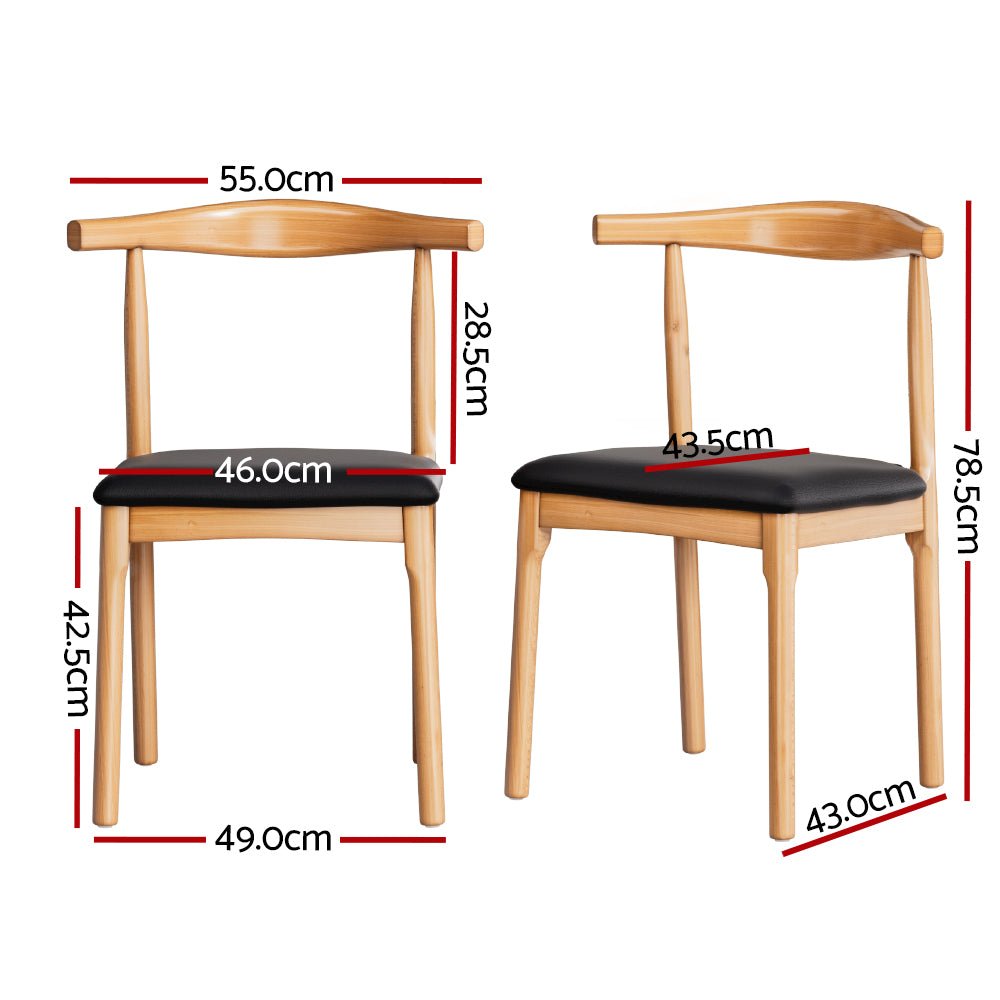 2x Dining Chairs Rubber Wood Leather Seat Black - Furniture > Dining > Kitchen & Dining Chairs - Rivercity House & Home Co. (ABN 18 642 972 209) - Affordable Modern Furniture Australia
