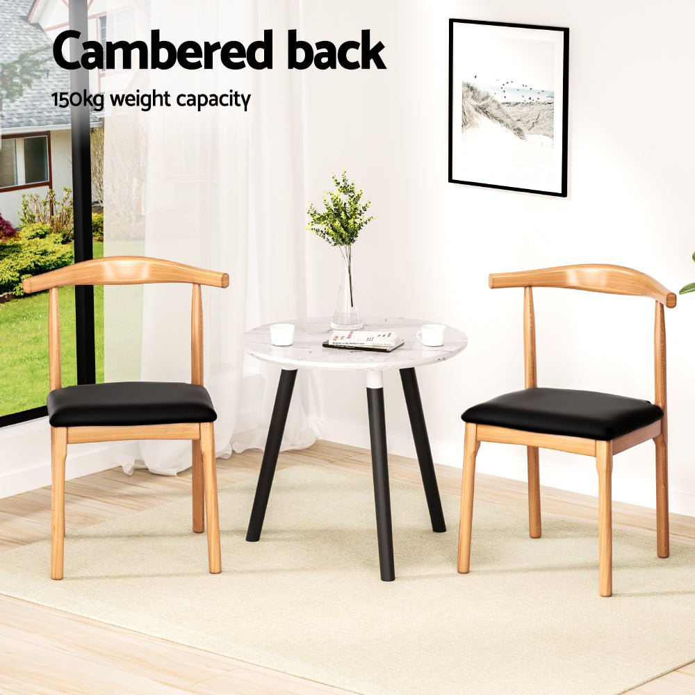2x Dining Chairs Rubber Wood Leather Seat Black - Furniture > Dining > Kitchen & Dining Chairs - Rivercity House & Home Co. (ABN 18 642 972 209) - Affordable Modern Furniture Australia