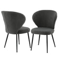 Set of 2 Sherpa Boucle Wing Back Dining Chairs with Steel Legs - Grey