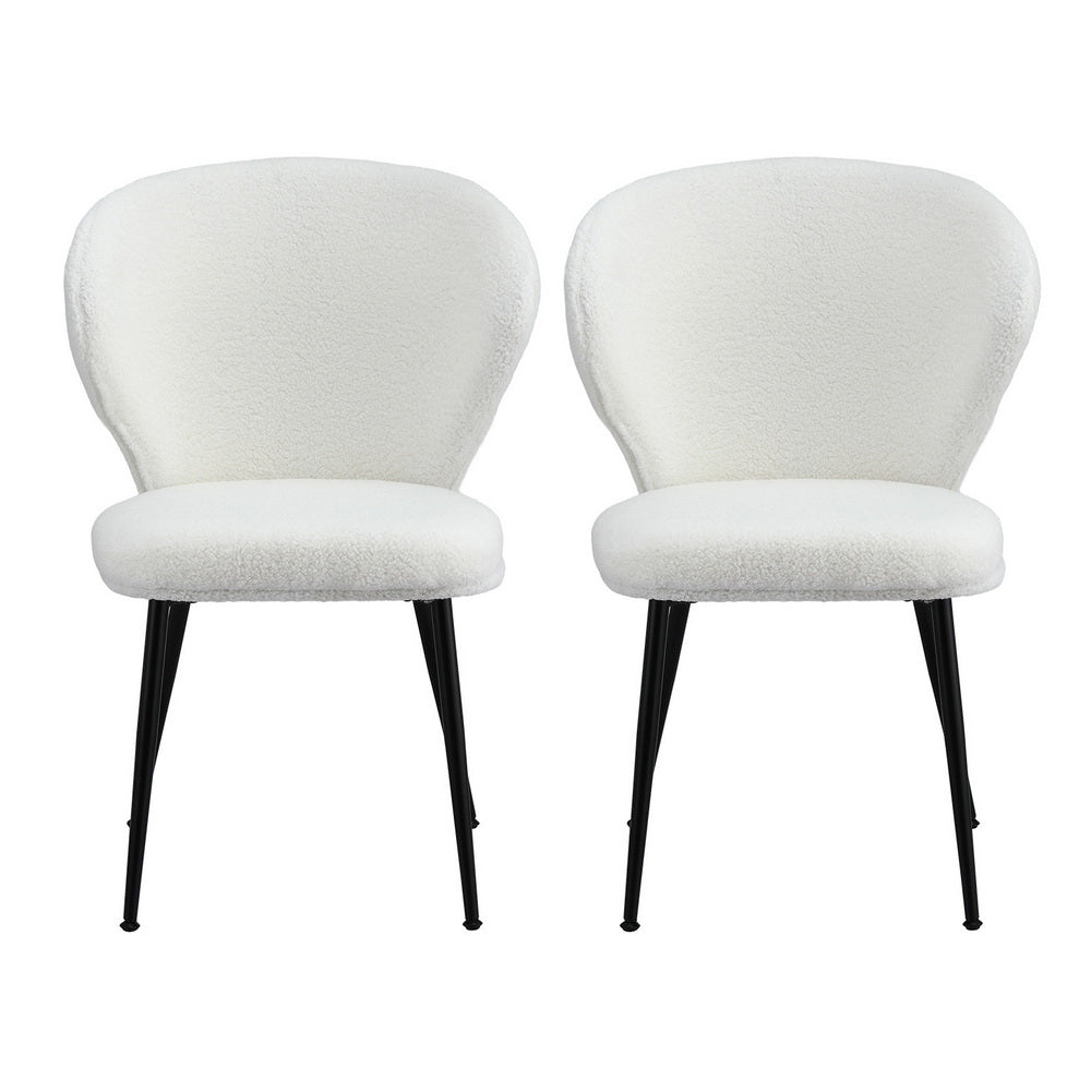2x Dining Chairs Sherpa Boucle Wing Back White - Furniture > Dining > Kitchen & Dining Chairs - Rivercity House & Home Co. (ABN 18 642 972 209) - Affordable Modern Furniture Australia