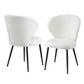 Set of 2 Sherpa Boucle Wing Back Dining Chairs - White