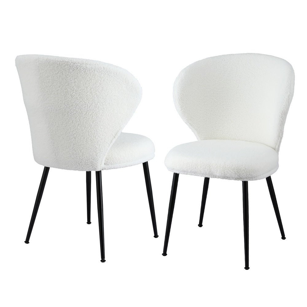 2x Dining Chairs Sherpa Boucle Wing Back White - Furniture > Dining > Kitchen & Dining Chairs - Rivercity House & Home Co. (ABN 18 642 972 209) - Affordable Modern Furniture Australia