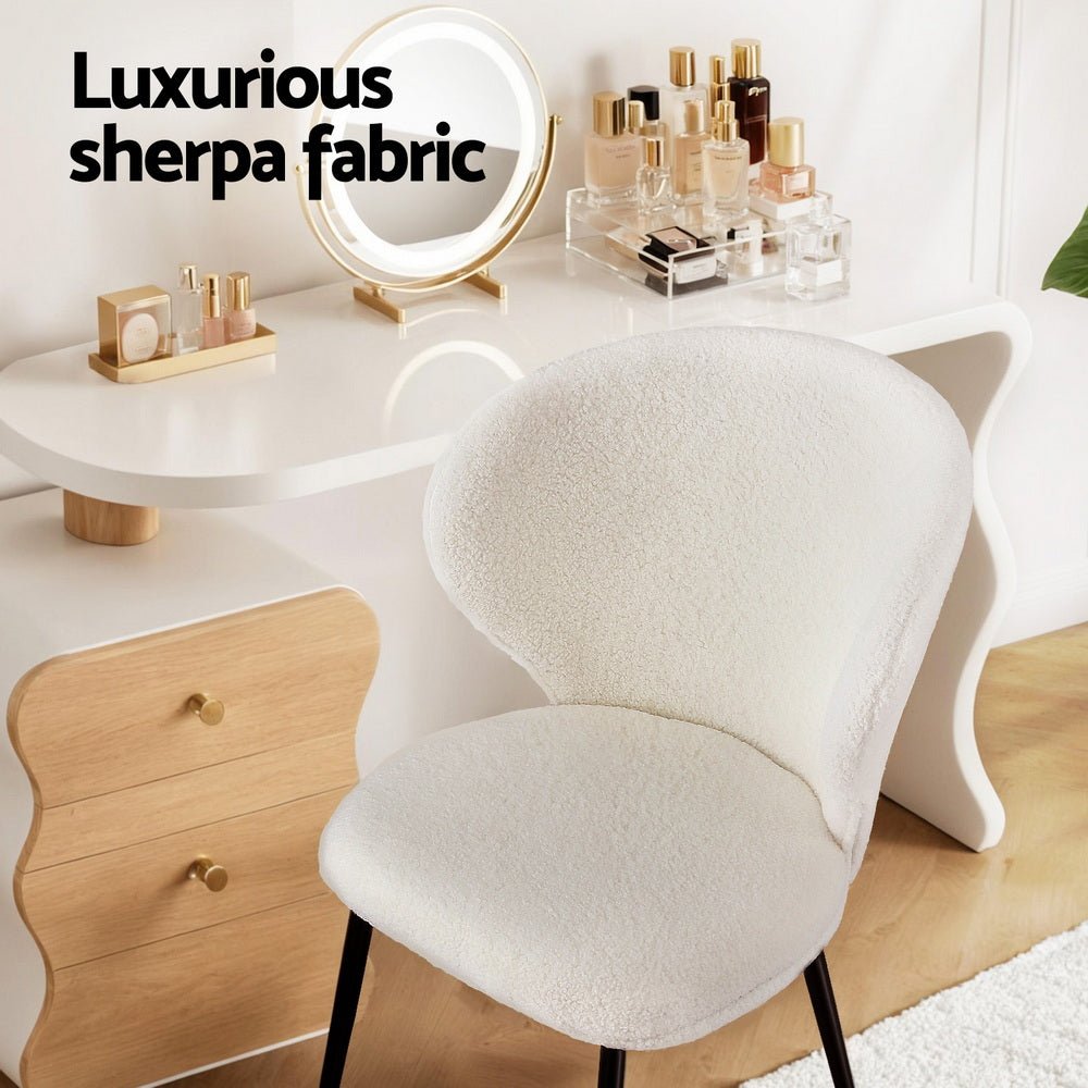 2x Dining Chairs Sherpa Boucle Wing Back White - Furniture > Dining > Kitchen & Dining Chairs - Rivercity House & Home Co. (ABN 18 642 972 209) - Affordable Modern Furniture Australia