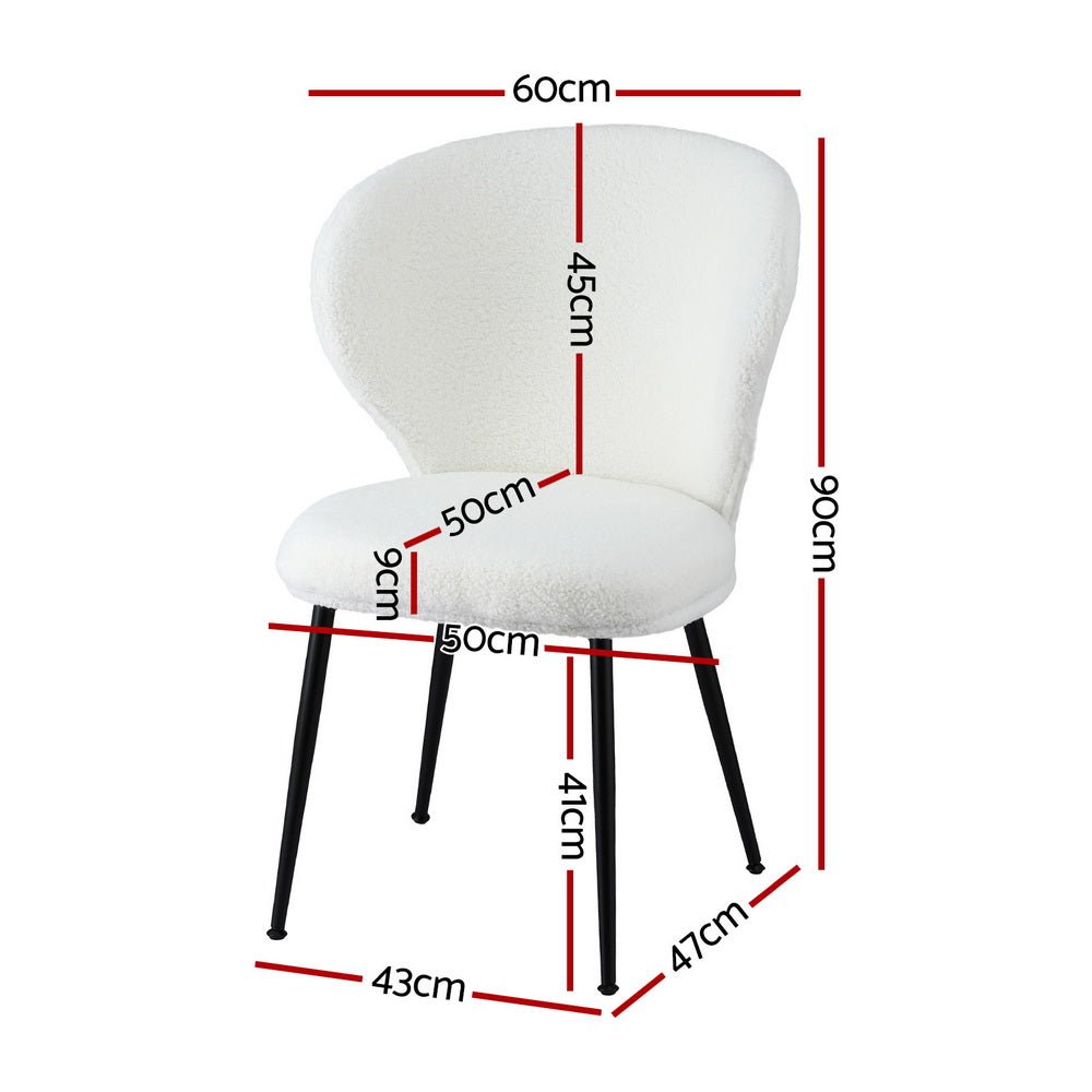 2x Dining Chairs Sherpa Boucle Wing Back White - Furniture > Dining > Kitchen & Dining Chairs - Rivercity House & Home Co. (ABN 18 642 972 209) - Affordable Modern Furniture Australia