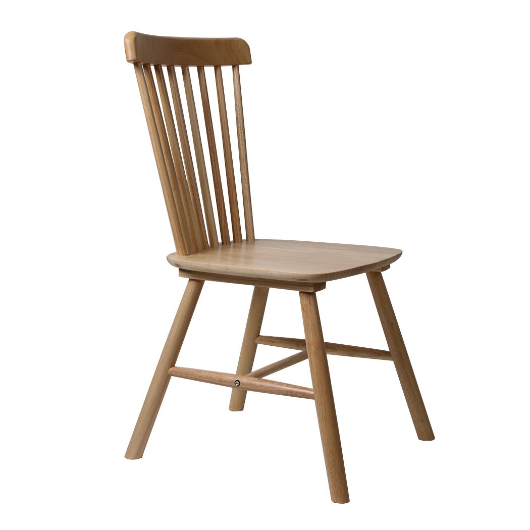 2x Dining Chairs Solid Wood Kitchen Windor Oak - Oak - Rivercity House & Home Co. (ABN 18 642 972 209) - Affordable Modern Furniture Australia