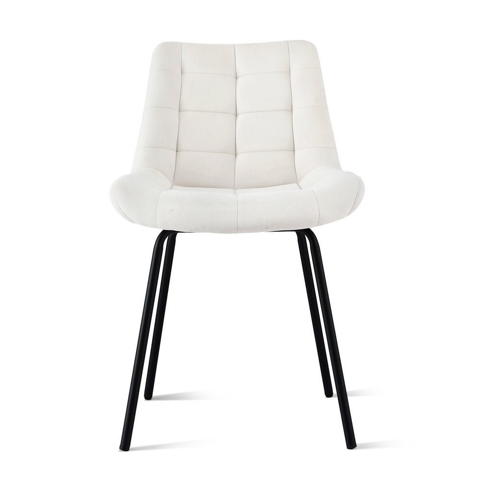 2x Dining Chairs Velvet Tufted Kitchen Lounge Cafe Accent Chair Beige - Furniture > Dining > Kitchen & Dining Chairs - Rivercity House & Home Co. (ABN 18 642 972 209) - Affordable Modern Furniture Australia