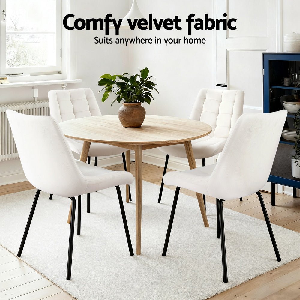 2x Dining Chairs Velvet Tufted Kitchen Lounge Cafe Accent Chair Beige - Furniture > Dining > Kitchen & Dining Chairs - Rivercity House & Home Co. (ABN 18 642 972 209) - Affordable Modern Furniture Australia