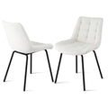 Set of 2 Velvet Tufted Dining Lounge Accent Chairs with Metal Legs - Beige