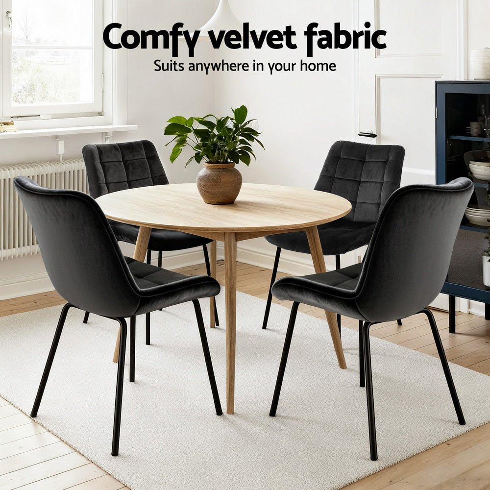 2x Dining Chairs Velvet Tufted Kitchen Lounge Cafe Accent Chair Black - Furniture > Dining > Kitchen & Dining Chairs - Rivercity House & Home Co. (ABN 18 642 972 209) - Affordable Modern Furniture Australia