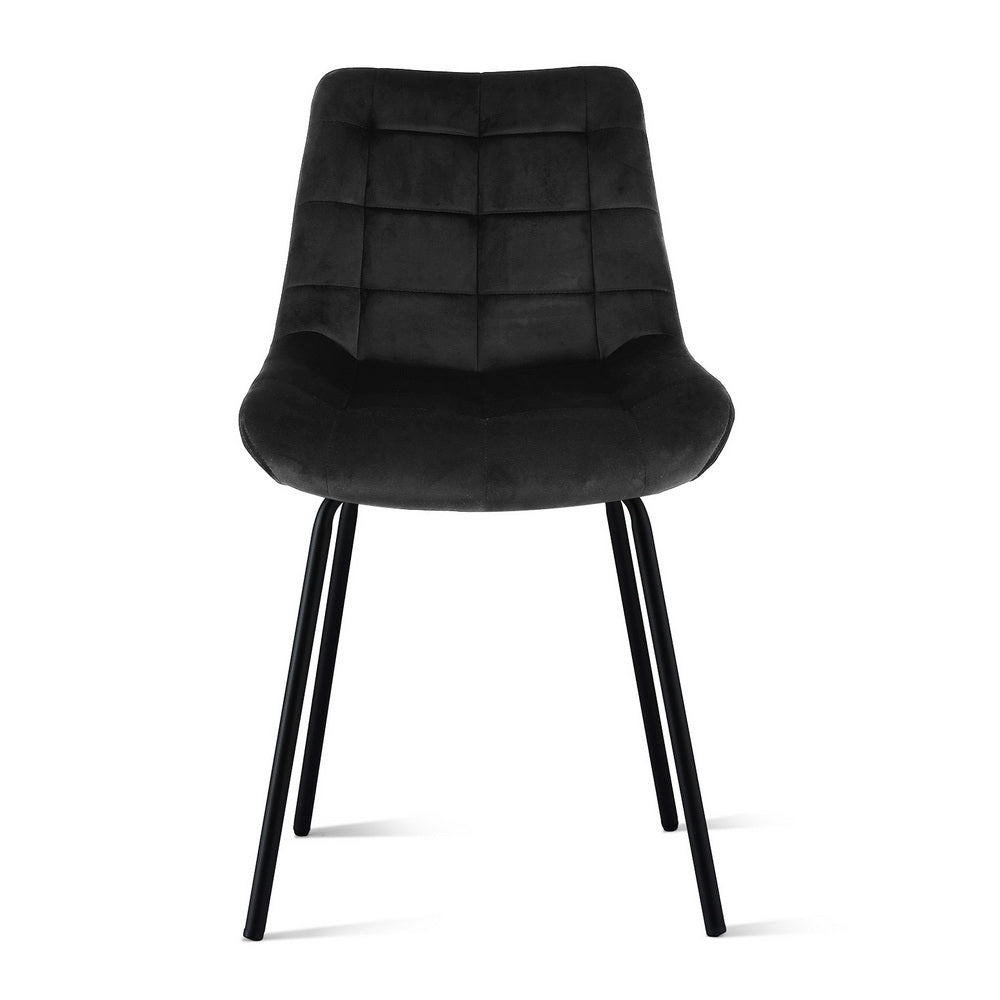 2x Dining Chairs Velvet Tufted Kitchen Lounge Cafe Accent Chair Black - Furniture > Dining > Kitchen & Dining Chairs - Rivercity House & Home Co. (ABN 18 642 972 209) - Affordable Modern Furniture Australia