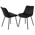 Set of 2 Velvet Tufted Dining Lounge Accent Chairs with Metal Legs - Black