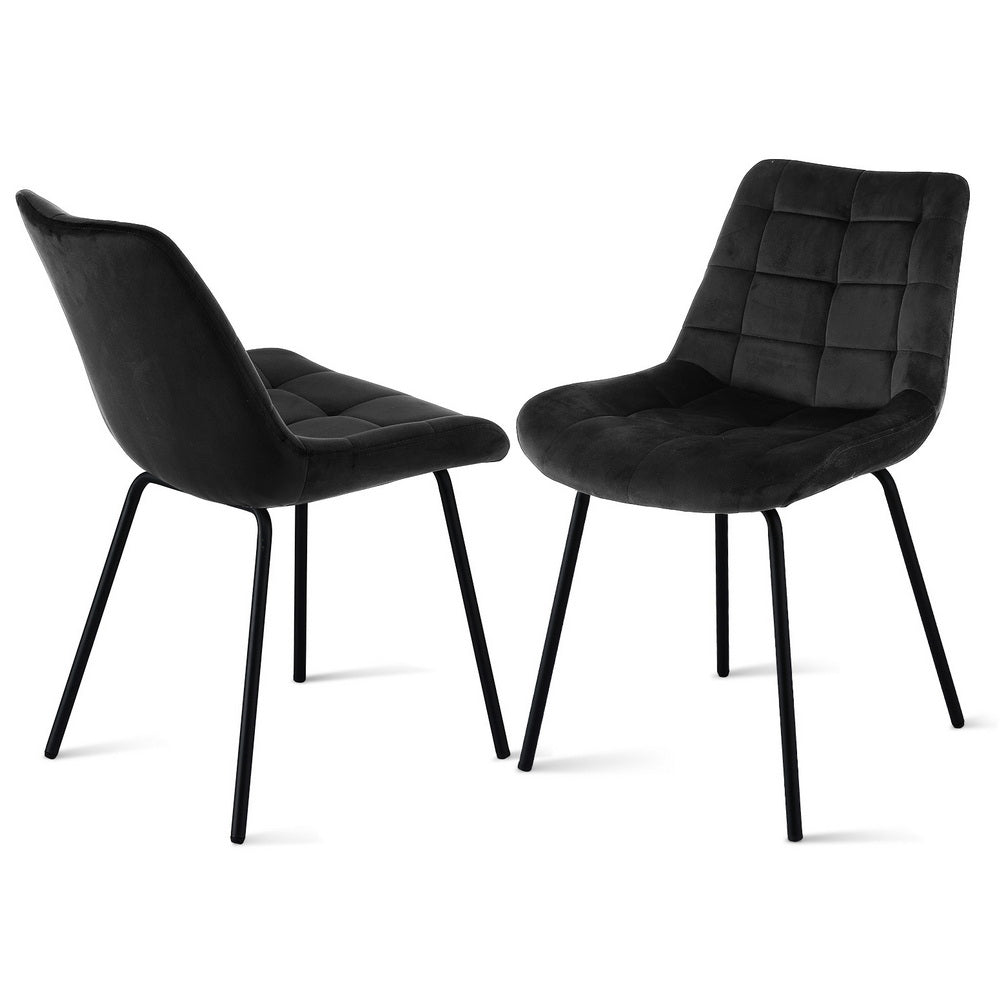 2x Dining Chairs Velvet Tufted Kitchen Lounge Cafe Accent Chair Black - Furniture > Dining > Kitchen & Dining Chairs - Rivercity House & Home Co. (ABN 18 642 972 209) - Affordable Modern Furniture Australia