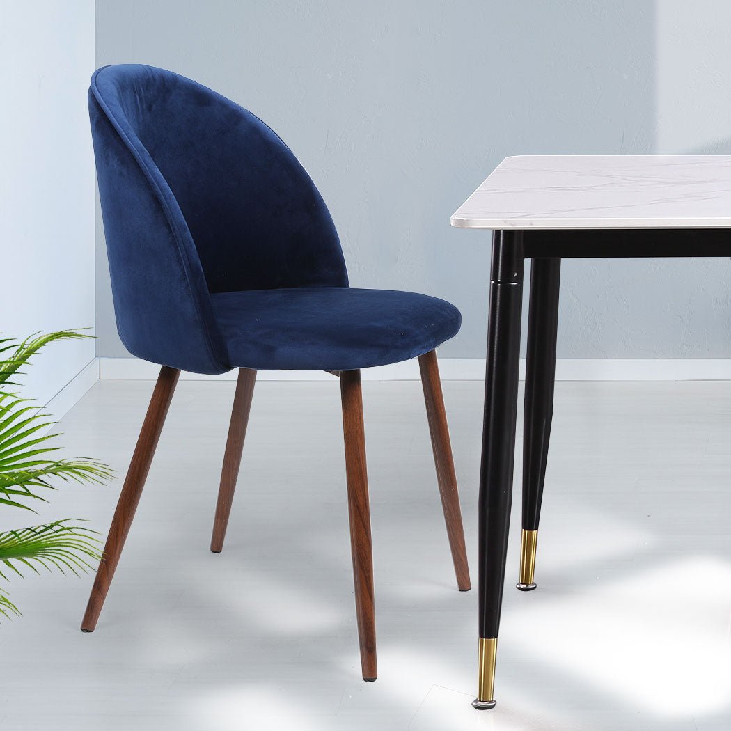 2x Dining Chairs with Plush Velvet Seat - French Navy - Rivercity House & Home Co. (ABN 18 642 972 209) - Affordable Modern Furniture Australia