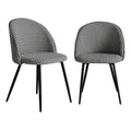 Set of 2 Dining Chairs with Steel Legs and Houndstooth Fabric - Black and White
