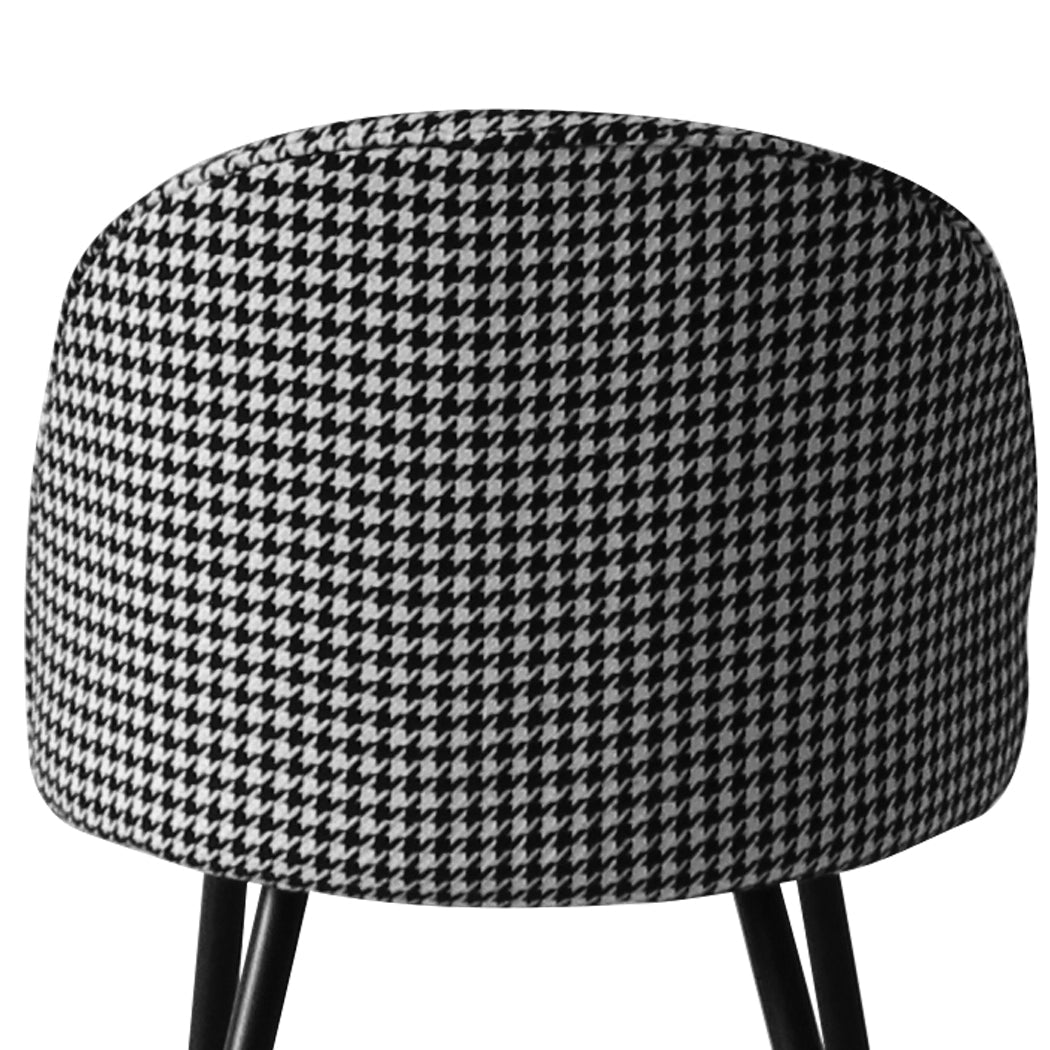 2x Dining Chairs with Steel Legs and Houndstooth Fabric - Black and White - Rivercity House & Home Co. (ABN 18 642 972 209) - Affordable Modern Furniture Australia
