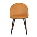 Set of 2 Dining Chairs with Steel Legs and Plush Velvet Seat - Mustard