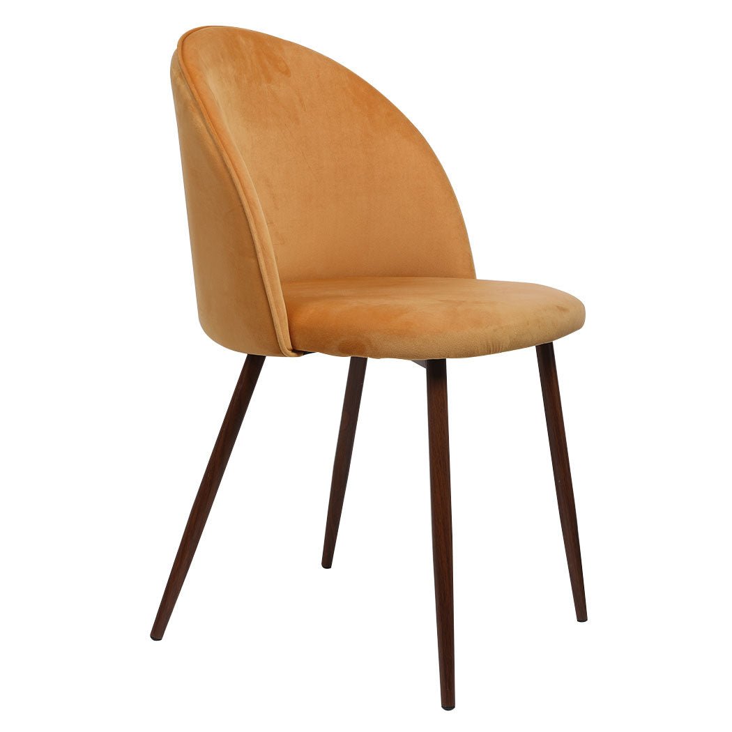 2x Dining Chairs with Steel Legs and Plush Velvet Seat - Mustard - Rivercity House & Home Co. (ABN 18 642 972 209) - Affordable Modern Furniture Australia