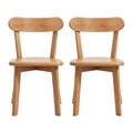 Set of 2 Wooden Dining Chairs Rubber Wood Kitchen Accent Chair - Natural