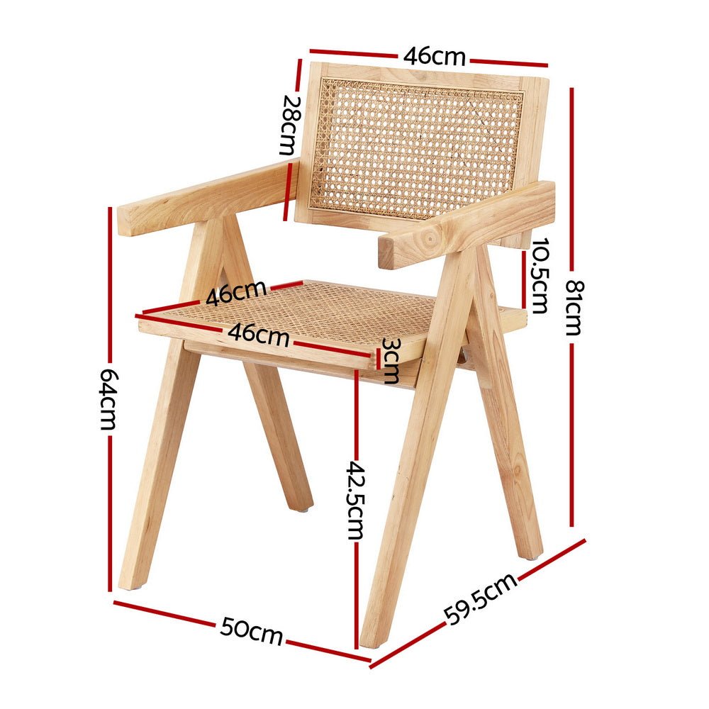 2x Dining Chairs Wooden Rattan Seat Rubber Wood Frame - Furniture > Dining > Kitchen & Dining Chairs - Rivercity House & Home Co. (ABN 18 642 972 209) - Affordable Modern Furniture Australia