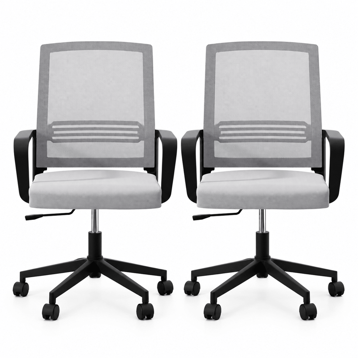 2x Ergonomic Mesh Mid Back Office Desk Chairs with Lumbar Support - Grey - Furniture > Office > Office & Desk Chairs - Rivercity House & Home Co. (ABN 18 642 972 209) - Affordable Modern Furniture Australia