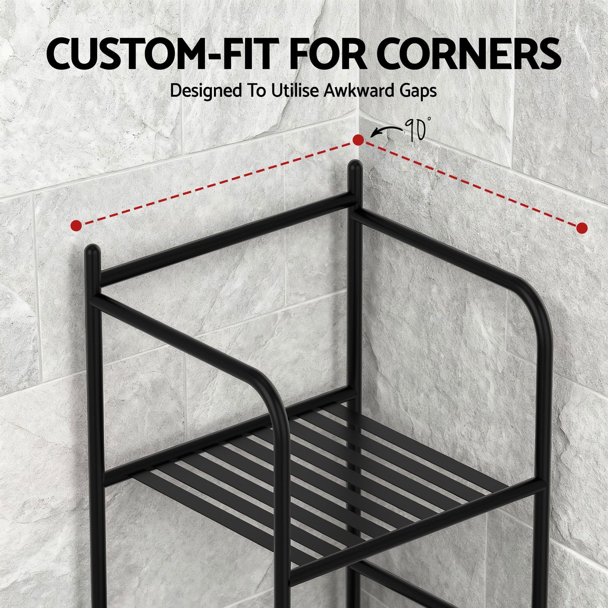 2X Floor Standing Corner Shower Caddy 5 Tier Bathroom Organizer Black - Tools > Tools Storage > Wall Storage Racks - Rivercity House & Home Co. (ABN 18 642 972 209) - Affordable Modern Furniture Australia
