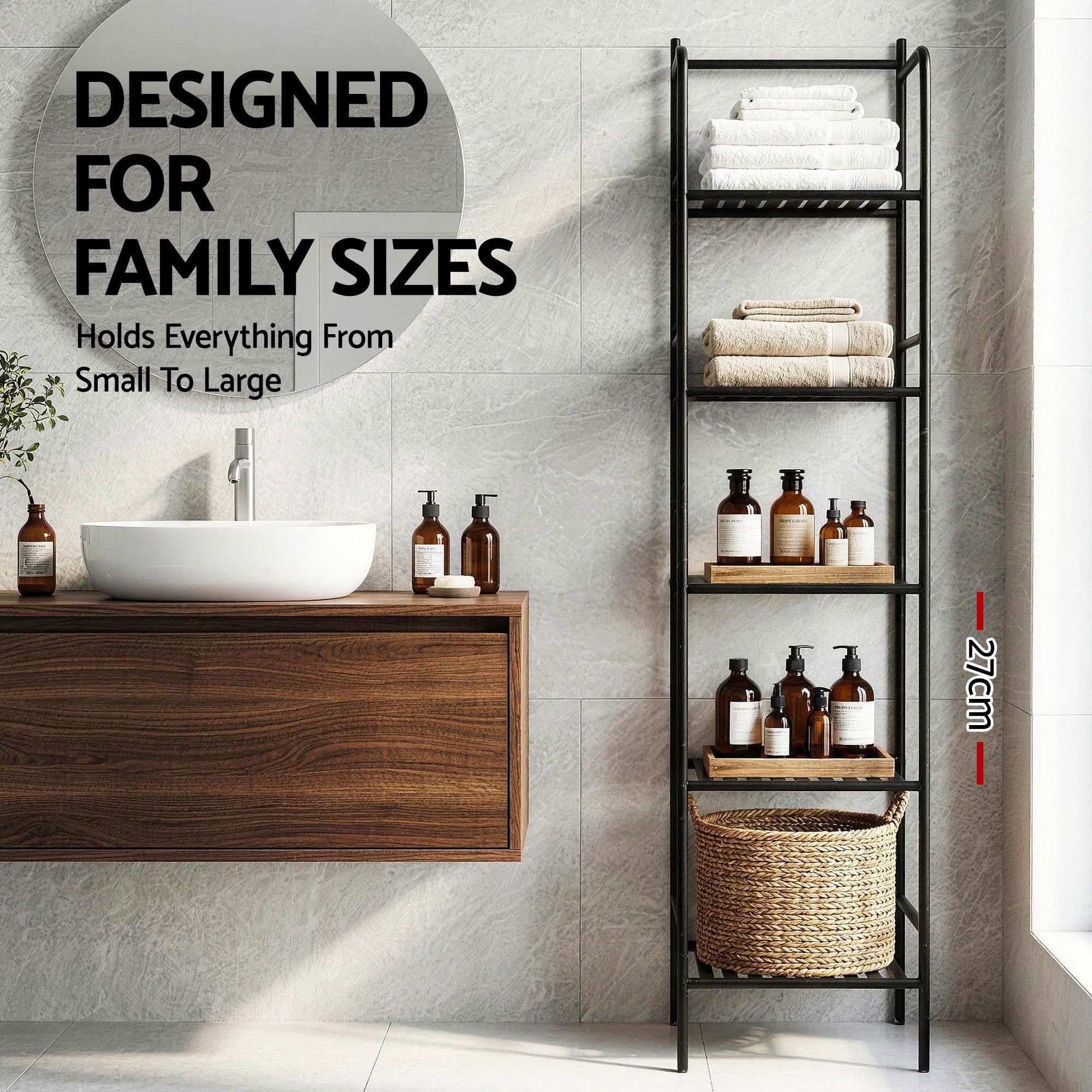2X Floor Standing Corner Shower Caddy 5 Tier Bathroom Organizer Black - Tools > Tools Storage > Wall Storage Racks - Rivercity House & Home Co. (ABN 18 642 972 209) - Affordable Modern Furniture Australia