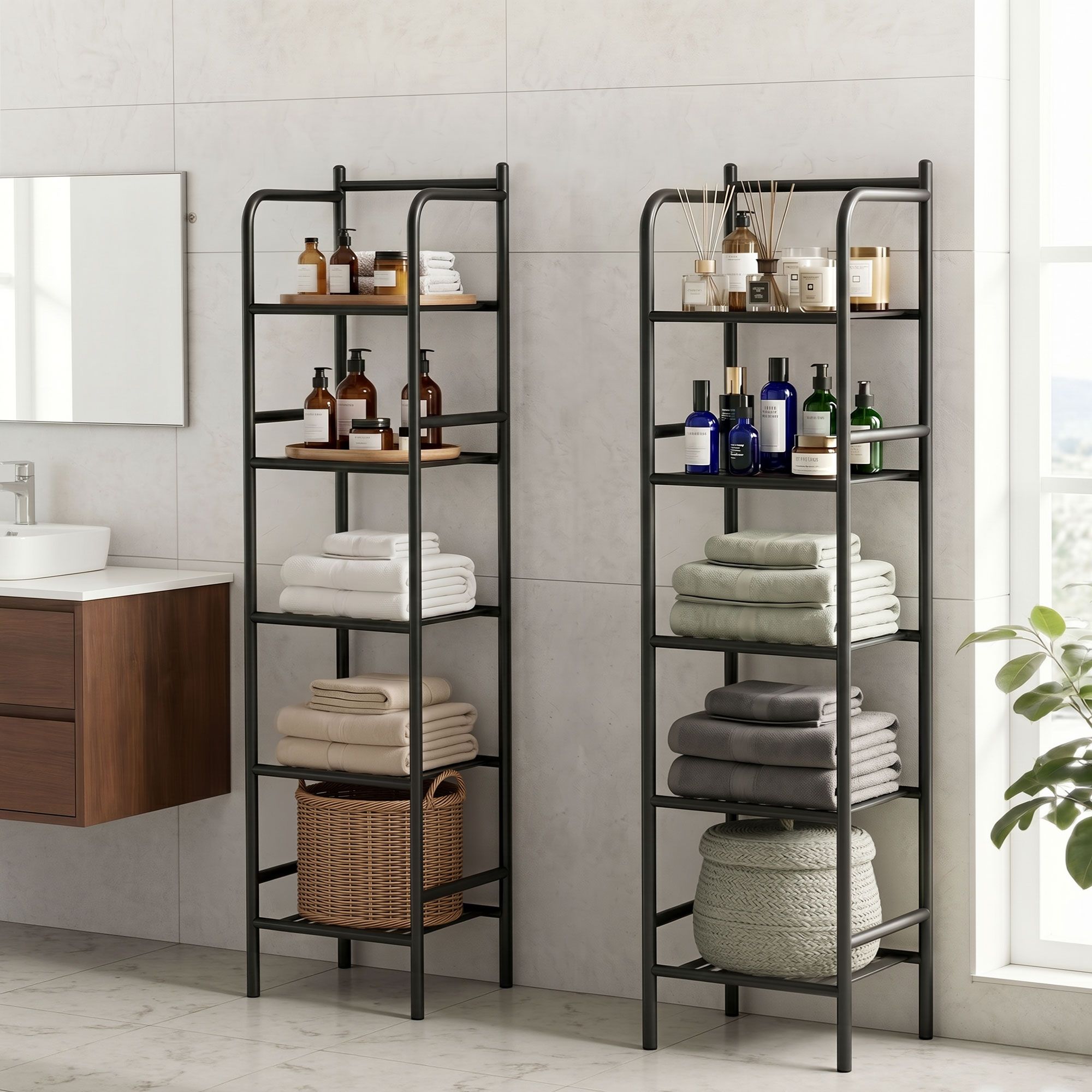 2X Floor Standing Corner Shower Caddy 5 Tier Bathroom Organizer Black - Tools > Tools Storage > Wall Storage Racks - Rivercity House & Home Co. (ABN 18 642 972 209) - Affordable Modern Furniture Australia
