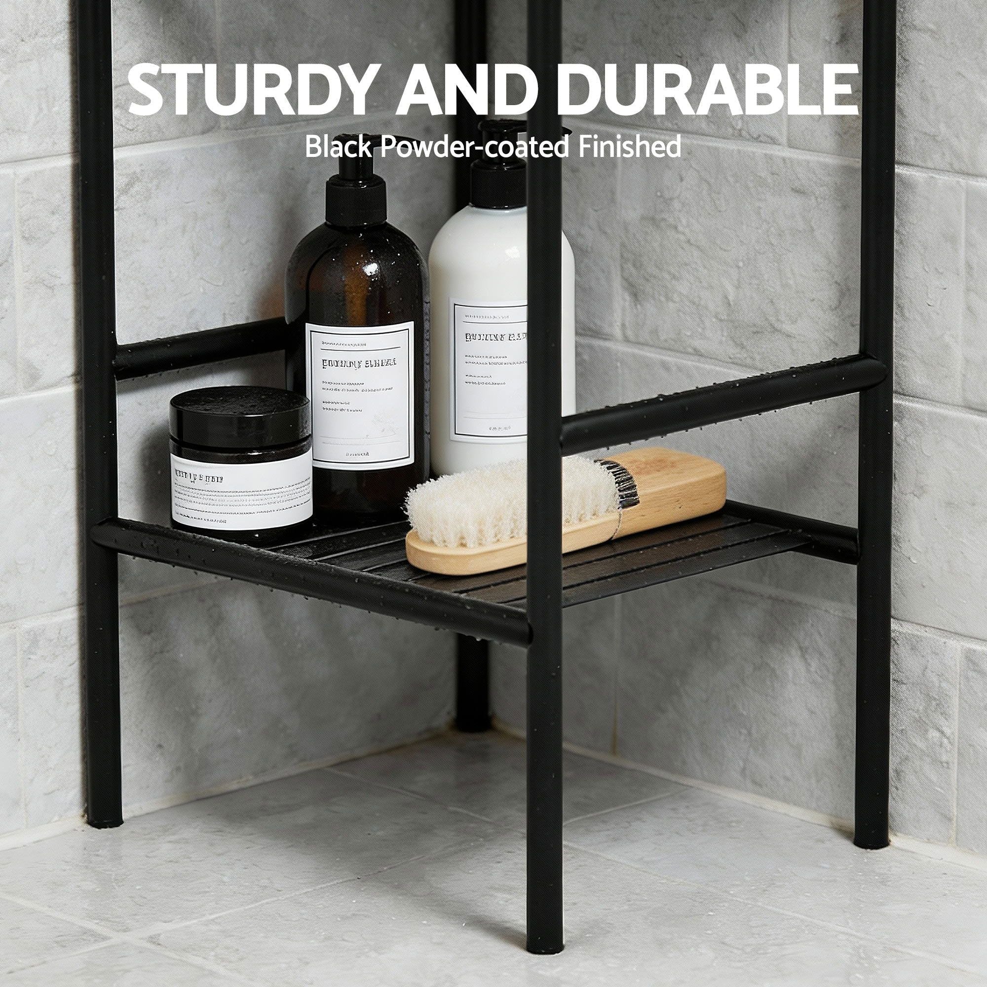 2X Floor Standing Corner Shower Caddy 5 Tier Bathroom Organizer Black - Tools > Tools Storage > Wall Storage Racks - Rivercity House & Home Co. (ABN 18 642 972 209) - Affordable Modern Furniture Australia