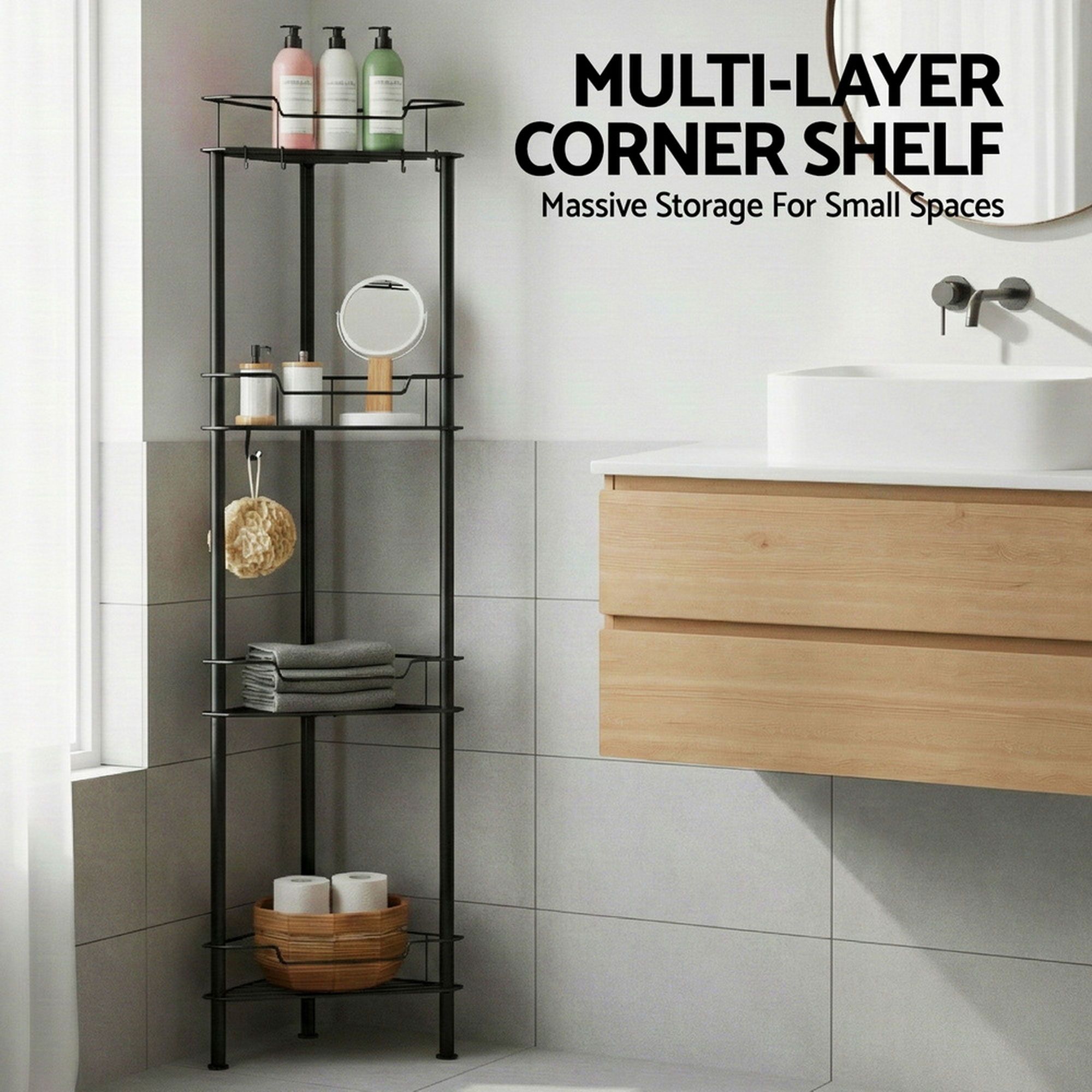 2x Floor Standing Shower Caddy 4 Tier Rustproof Bathroom Storage - Tools > Tools Storage > Wall Storage Racks - Rivercity House & Home Co. (ABN 18 642 972 209) - Affordable Modern Furniture Australia