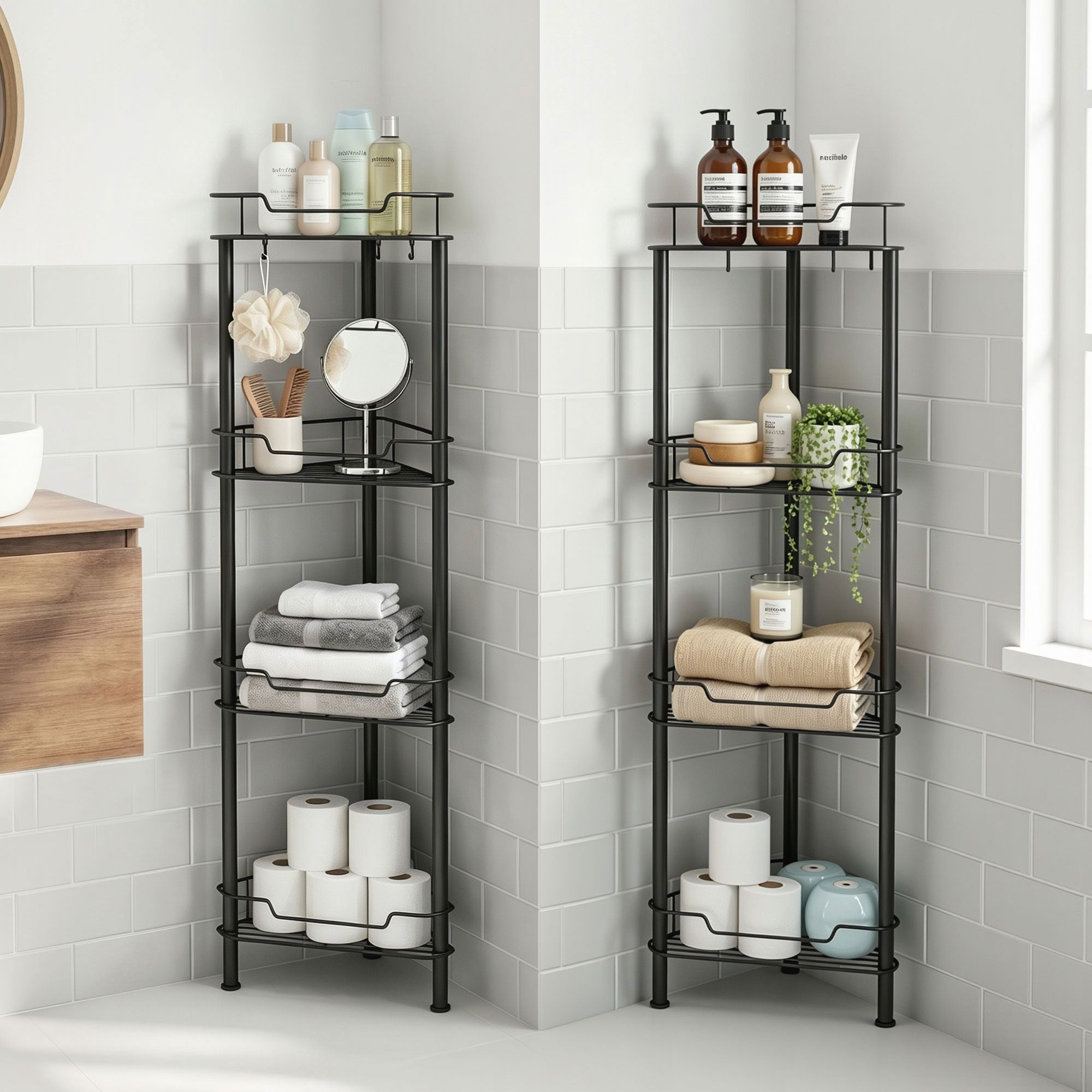 2x Floor Standing Shower Caddy 4 Tier Rustproof Bathroom Storage - Tools > Tools Storage > Wall Storage Racks - Rivercity House & Home Co. (ABN 18 642 972 209) - Affordable Modern Furniture Australia