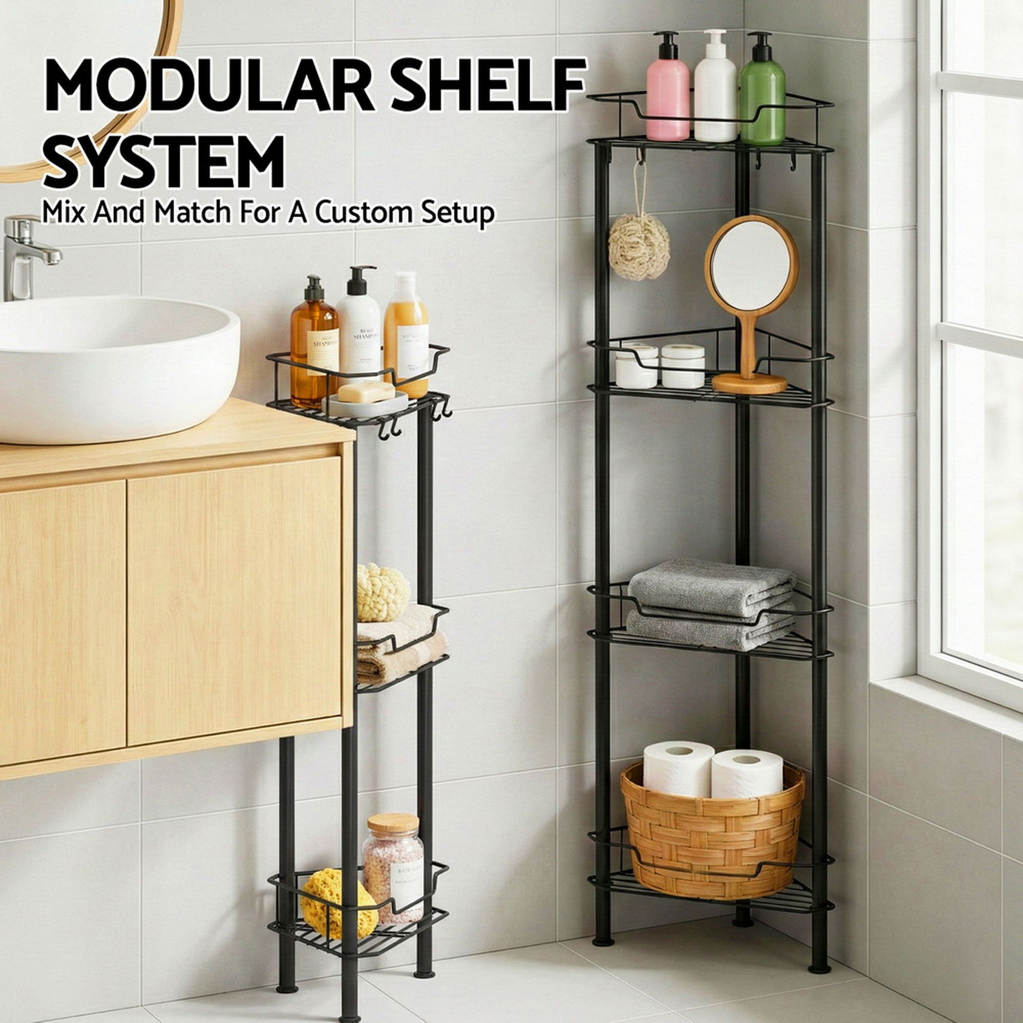 2x Floor Standing Shower Caddy 4 Tier Rustproof Bathroom Storage - Tools > Tools Storage > Wall Storage Racks - Rivercity House & Home Co. (ABN 18 642 972 209) - Affordable Modern Furniture Australia