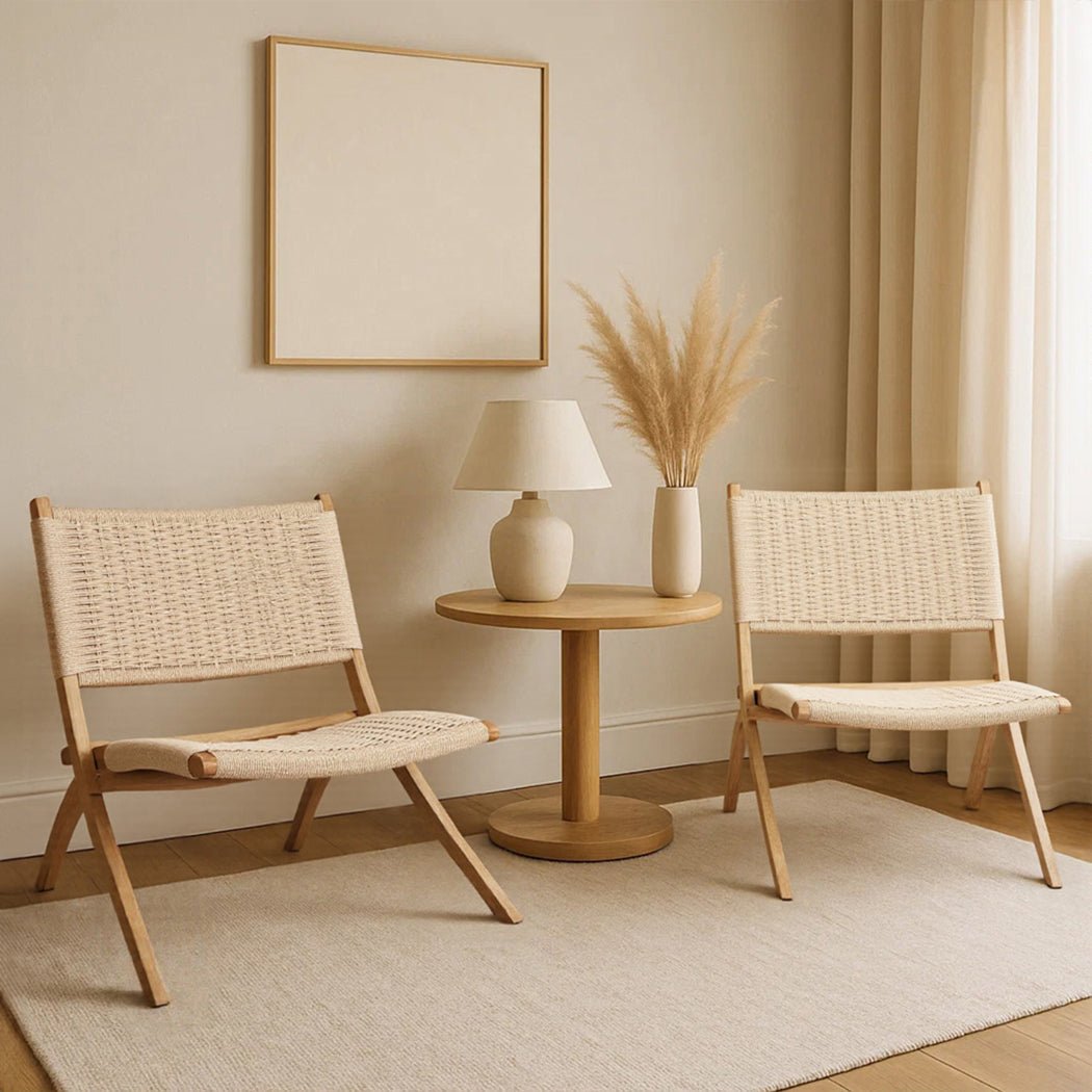 2x Foldable Accent Recliner Chair - Natural - Rivercity House & Home Co. (ABN 18 642 972 209) - Affordable Modern Furniture Australia