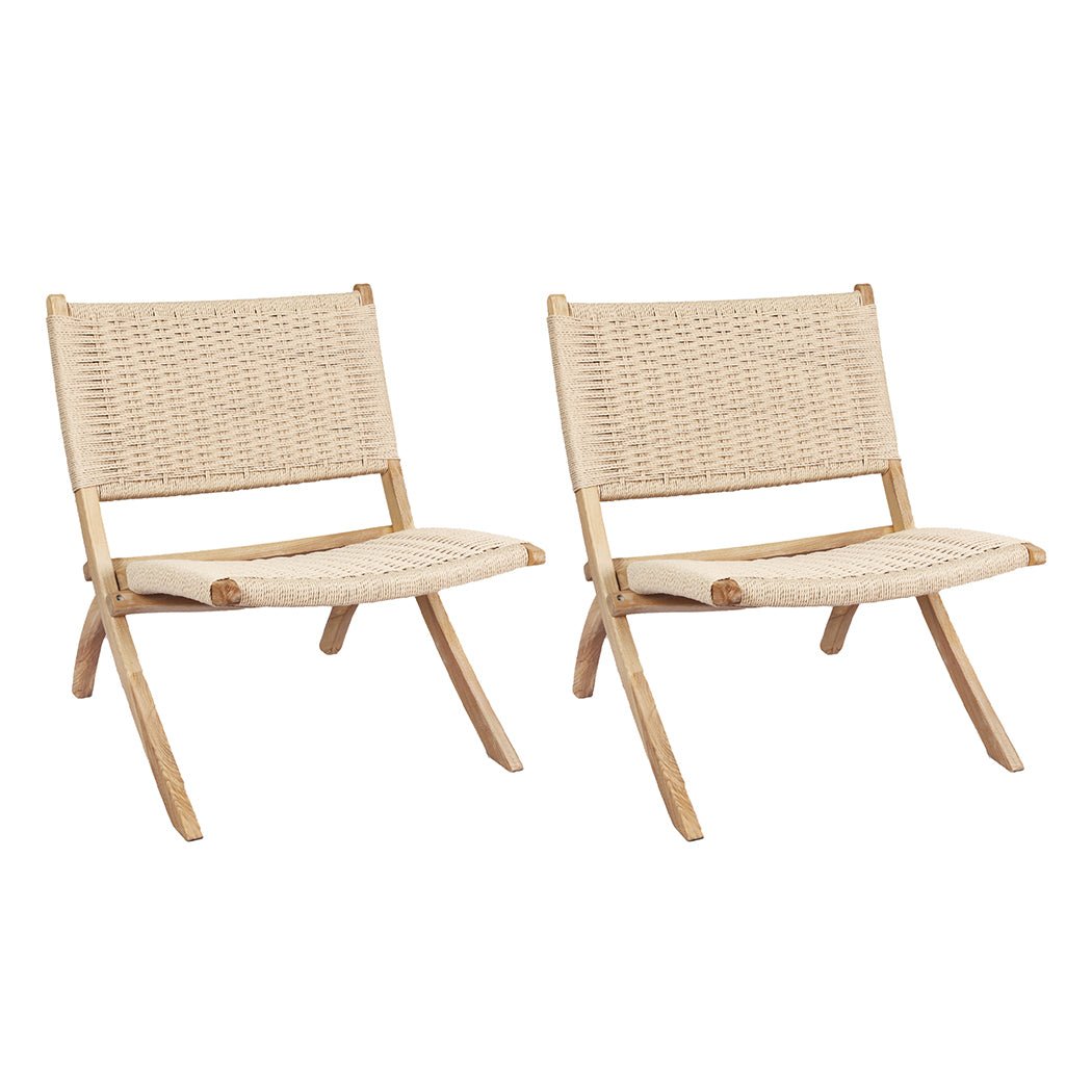 2x Foldable Accent Recliner Chair - Natural - Rivercity House & Home Co. (ABN 18 642 972 209) - Affordable Modern Furniture Australia