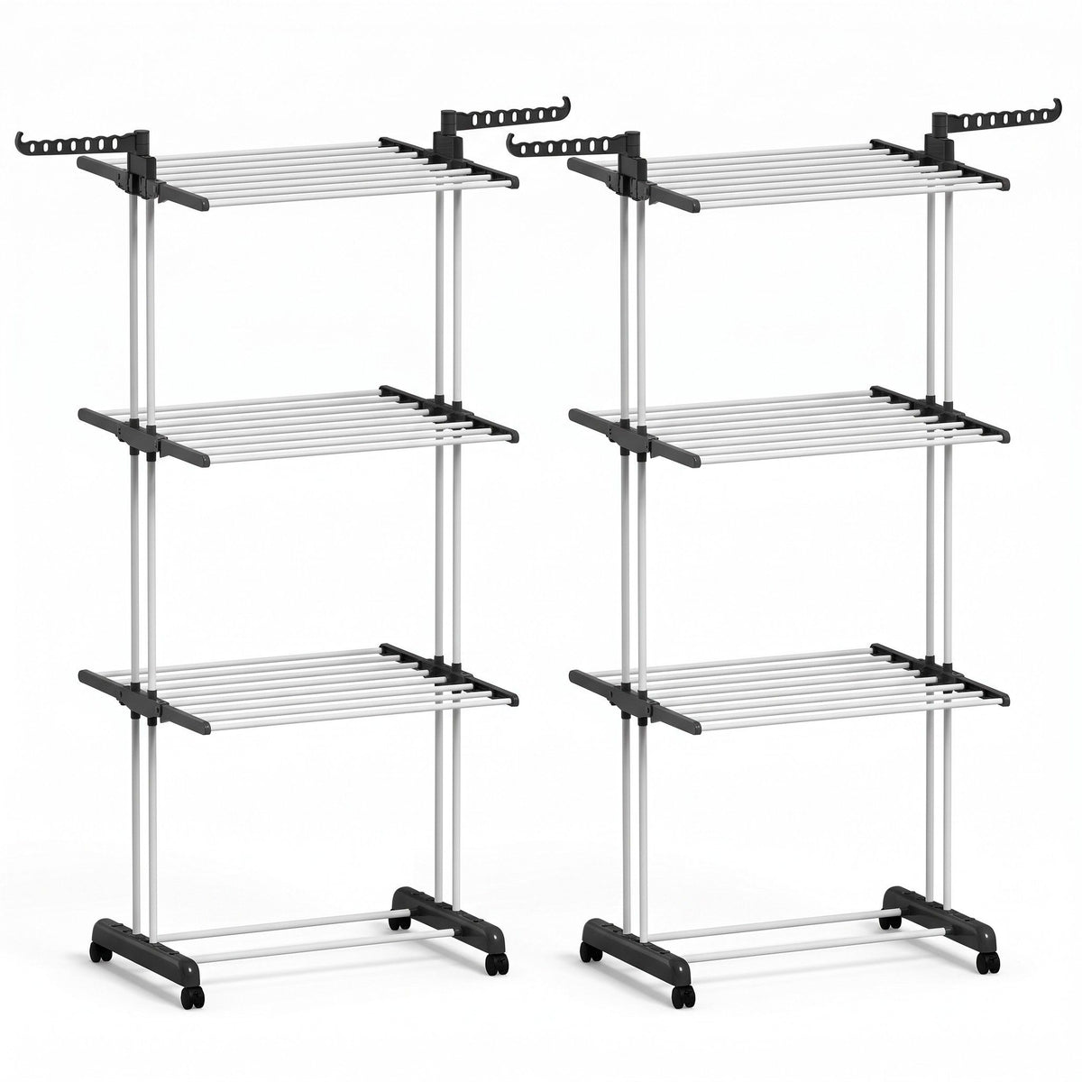 2X Foldable Clothes Drying Rack 173cm Coat Airer Hanger with Wheels and Hooks - Home & Garden > Bathroom Accessories > Towel Racks & Holders - Rivercity House & Home Co. (ABN 18 642 972 209) - Affordable Modern Furniture Australia