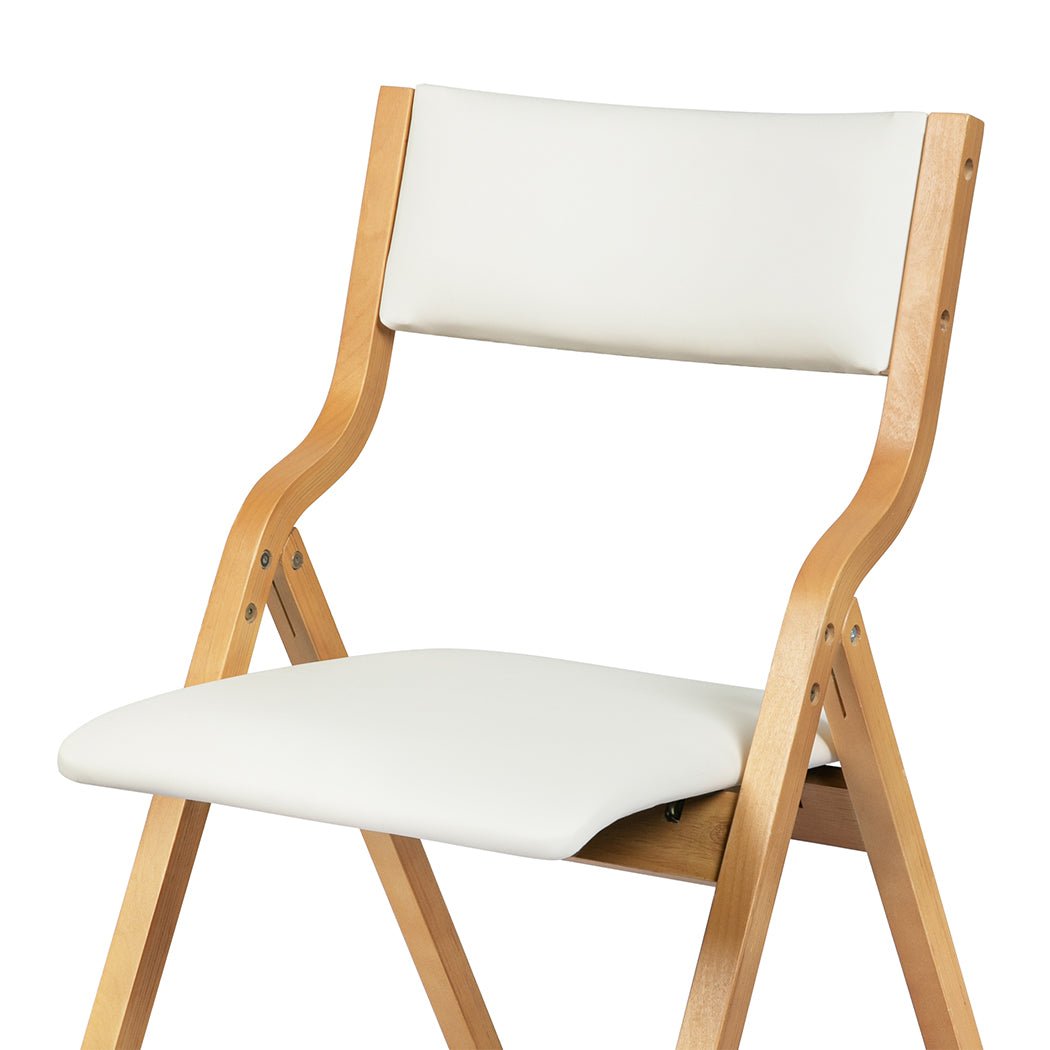 2x Foldable Dining Chairs with PU Seat - Beige - Rivercity House & Home Co. (ABN 18 642 972 209) - Affordable Modern Furniture Australia