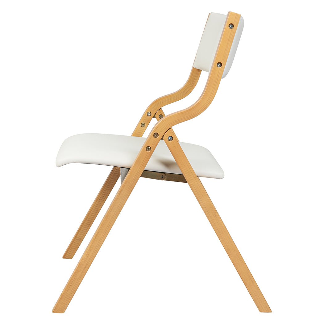 2x Foldable Dining Chairs with PU Seat - Beige - Rivercity House & Home Co. (ABN 18 642 972 209) - Affordable Modern Furniture Australia