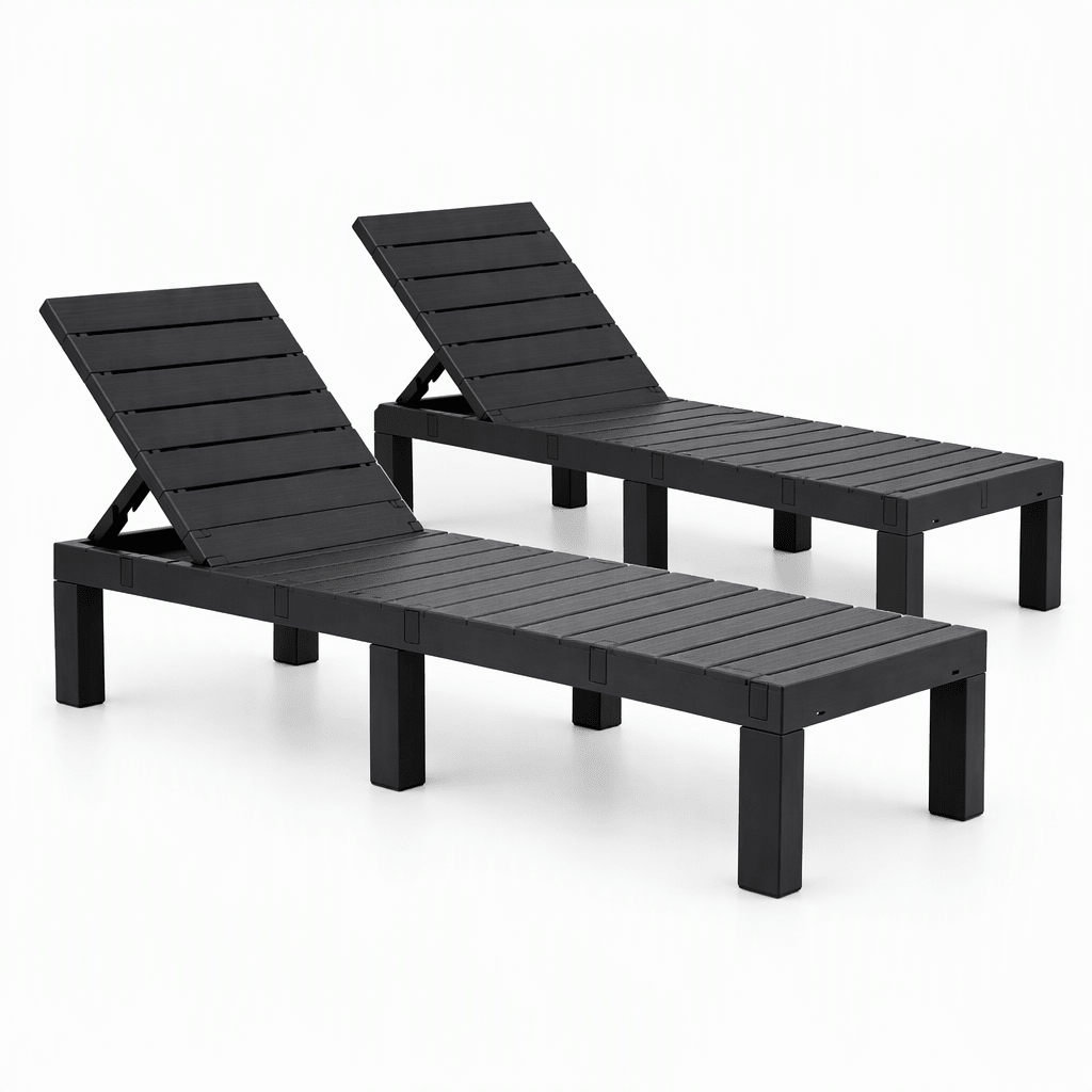 2X Foldable Outdoor Sun Lounges with 4-Position Recliner Backrest - Black - Furniture > Outdoor > Outdoor Chairs - Rivercity House & Home Co. (ABN 18 642 972 209) - Affordable Modern Furniture Australia