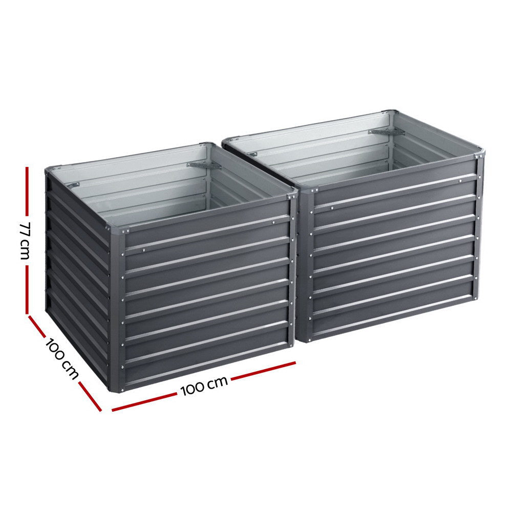 2x Garden Bed 100x100x77cm Planter Box Raised Container Galvanised - Home & Garden > Garden Beds > Garden Beds & Planters - Rivercity House & Home Co. (ABN 18 642 972 209) - Affordable Modern Furniture Australia