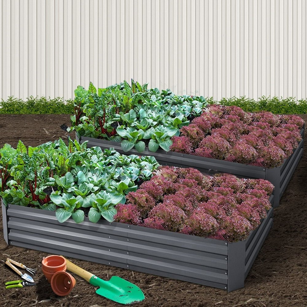 2x Garden Bed 210x90cm Planter Box Raised Container Galvanised Herb - Home & Garden > Garden Beds > Garden Beds & Planters - Rivercity House & Home Co. (ABN 18 642 972 209) - Affordable Modern Furniture Australia