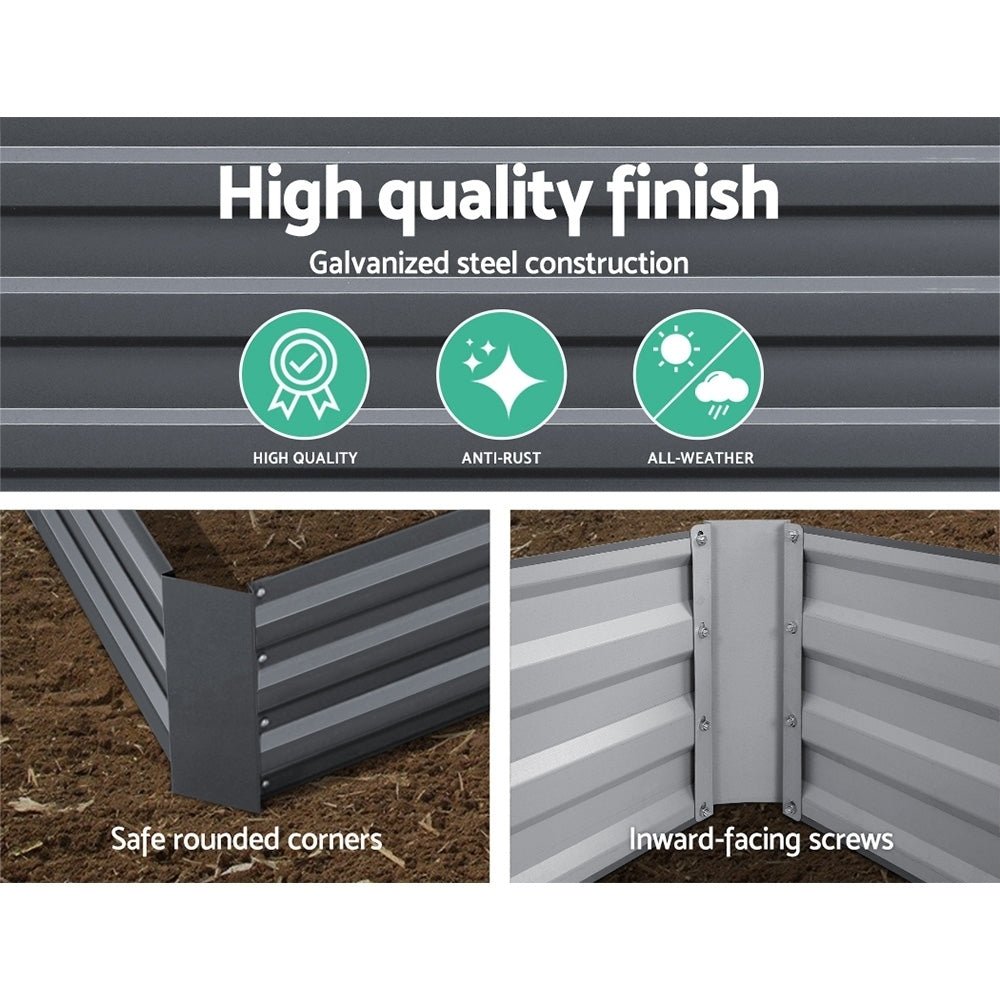 2x Garden Bed 210x90cm Planter Box Raised Container Galvanised Herb - Home & Garden > Garden Beds > Garden Beds & Planters - Rivercity House & Home Co. (ABN 18 642 972 209) - Affordable Modern Furniture Australia